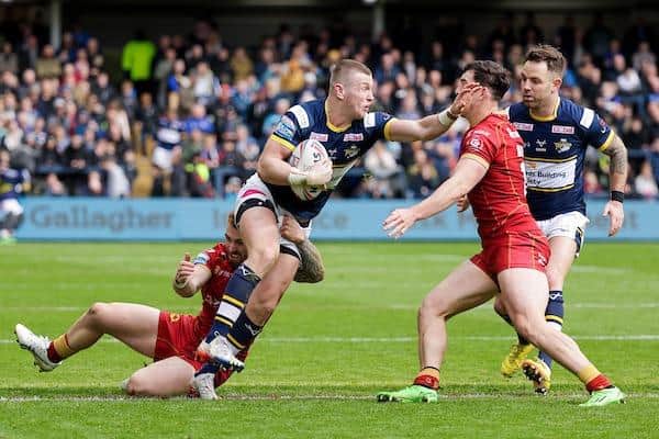 Harry Newman, pictured, hopes to return from injury next month, which Cameron Smith admits will be a huge boost for Rhinos. Picture by Alex Whitehead/SWpix.com.