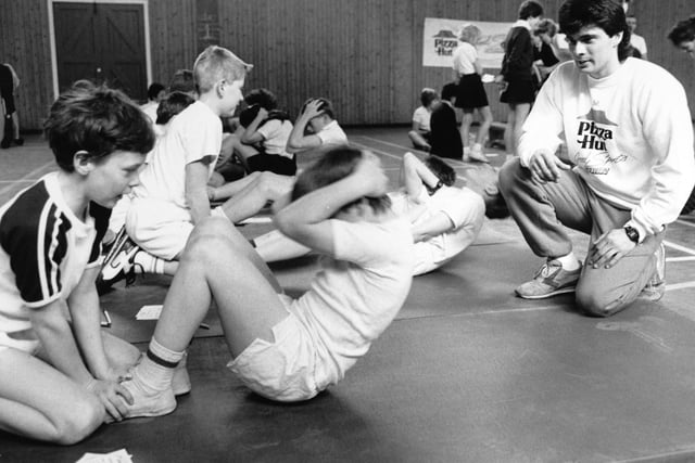 A PE lesson in full swing in 1989.