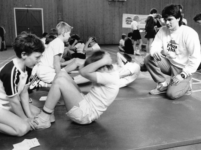 A PE lesson in full swing in 1989.