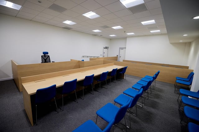 Inside the main court room at at the new coroner's court at Mulberry House, Merchant Gate, Wakefield. It also includes a spacious, secure, jury room plus offices for coroners and service staff.