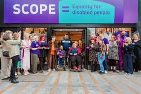 Scope charity shop, Leeds team with Ayaz Bhuta, Jenny Robinson and Declan Jenkinson on opening day