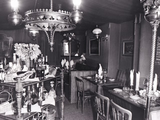 The atmospheric dining room at the Embassy restaurant on Roundhay Road pictured in March 1993.