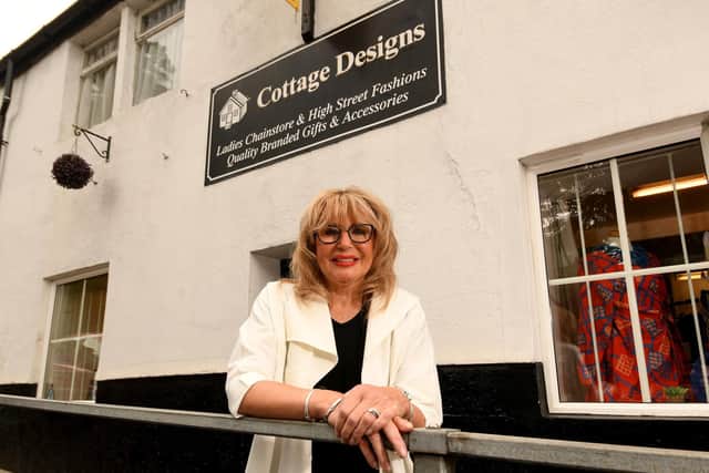 Jane Parkin, 64, is the owner of Cottage Designs Boutique in Farsley's Town Street (Photo: Simon Hulme)