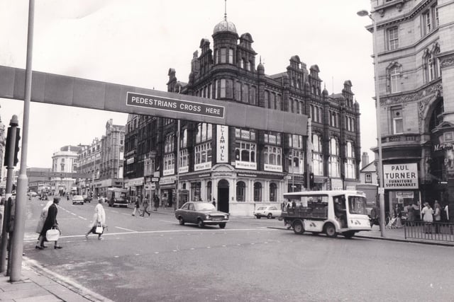 Do you remember the 'pedestrians cross here' gantries which dominated during the 1970s? This photo, from September 1975, was taken between the Willis Ludlow store and the north entrance to Kirkgate Market.