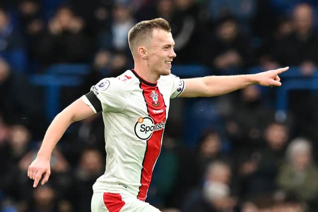 SPRINGBOARD: Eyed by Southampton captain and set-piece specialist James Ward-Prowse, pictured celebrating his free-kick strike which sealed Saturday's 1-0 win at Chelsea. Photo by GLYN KIRK/AFP via Getty Images.