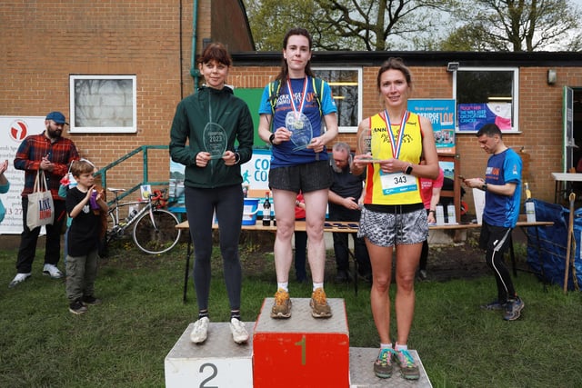 Pictured are the winners of the women's race. From left to right, Jennie Roberts, Samantha Tecwyn and Anna Keys.
