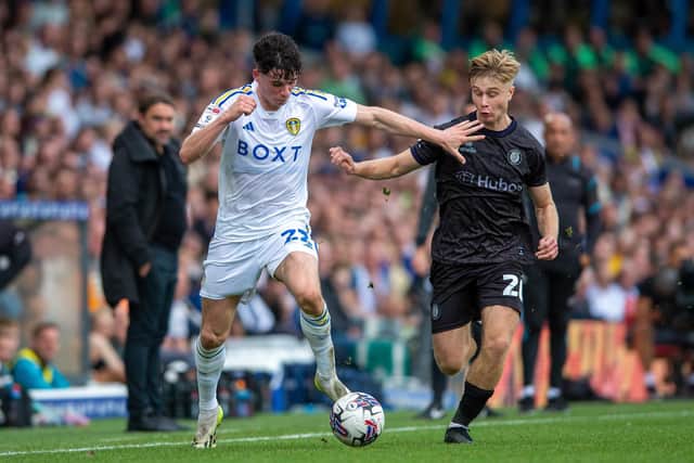 ENGLAND PREFERENCE - Leeds United boss Daniel Farke admits he would rather wrap Archie Gray in cotton wool than watch him join up with England Under 19s this international break. Gray is pictured playing right-back against Bristol City. Pic: Bruce Rollinson