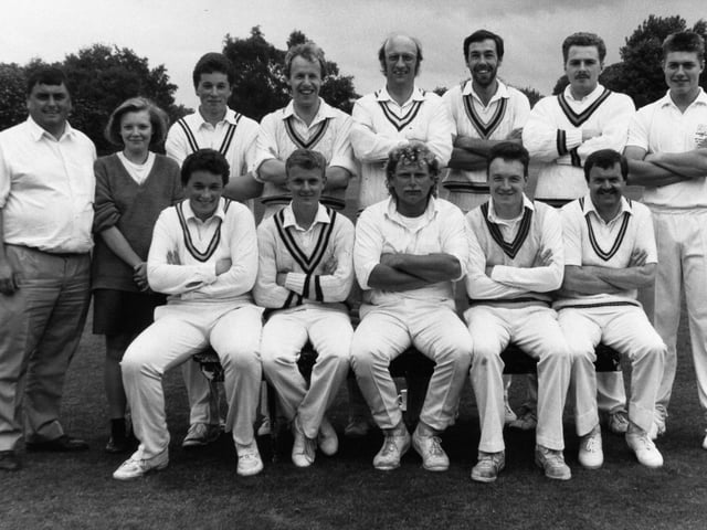 Alwoodley pictured in August 1988 who played in Division A of the Airedale and Wharfedale League. Back rwo, from left, are Terry Leverton (Team manager) Catherine Bourne (scorer) John Pickles, Jon Best, Roger Parr, Nigel Murford, Mark Thomas and David Hill. Front roqw, from left, are Rob Pickles, Graham Strange, Geoff Weir (captain), Paul Bates and  David Horsey.