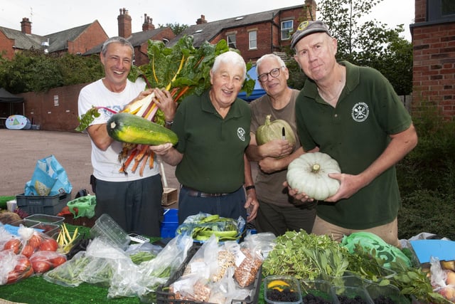 Members of Chapel Allerton Allotments and Gardens Association with their produce. From left to right are Graham Clark, Dennis Noble, Graham Jacob and Martin Copeland.
