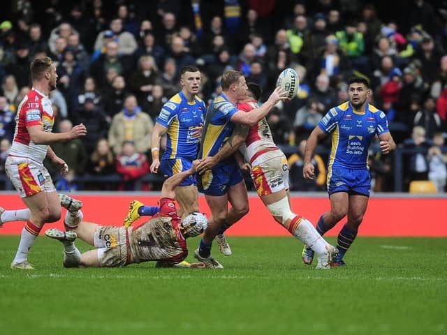 Lachie Miller in action for Leeds Rhinos against Catalans Dragons. Picture by Steve Riding.