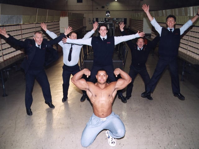 November 1997 and pictured is Leon Cowan (front) puts his colleagues at Seacroft Delivery Office through their paces, from left, Mick Reynard, John McKinnon, Katy Halpenny, Colin Deane and Brian Smith.