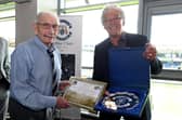 Gordon Brown, left, was inducted into Leeds Rhinos' Hall of Fame in 2024. He is pictured with players association president Alan Smith. Picture by Matthew Merrick/Leeds Rhinos.