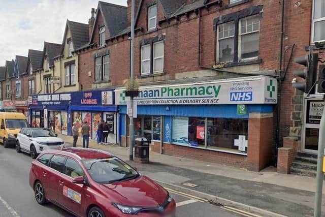 Rasul jumped from an upstairs flat window and onto the roof of the shops on Harehills Lane to escape. (pic by Google Maps)