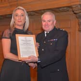 Lisa and Ian were given the Royal Humane Society Award at the Leeds District Policing Awards. Image: Neil Kitson/West Yorkshire Police