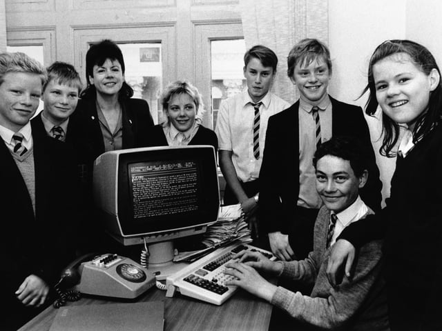 A computer class at Morley High School.