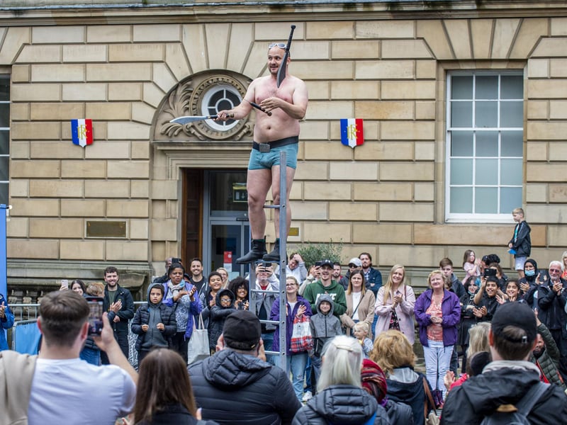 Check out some lively street performances in Parliament Square on the historic Royal Mile. During the Fringe, there is free entertainment from hundreds of performers.