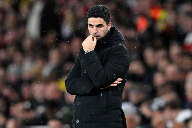 INJURIES: For Arsenal boss Mikel Arteta. Photo by GLYN KIRK/AFP via Getty Images.