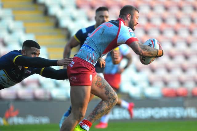 Zak Hardaker made his first appearance for Leigh against his former club Leeds and scored the crucial late try. Picture by Steve Riding.