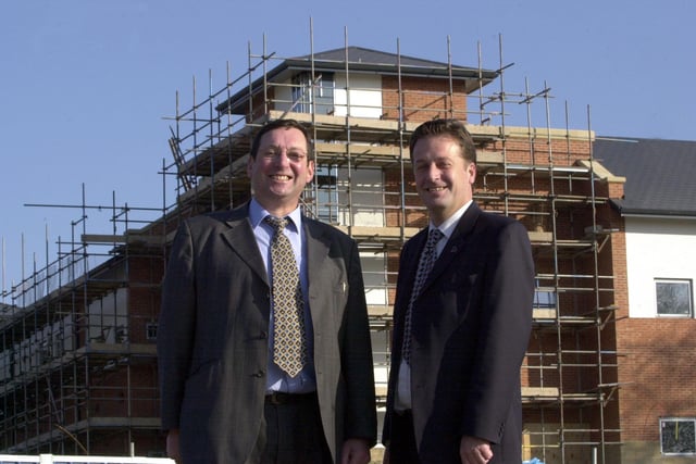 Construction work of the new main school building at Roundhay School, on Gledhow Lane. Pictured, left, Paul Guest, assitant headteacher with headteacher Neil Clephan on, Tuesday 16 April, 2002.