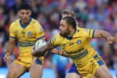 Leeds Rhinos target Dylan Walker offloads the ball during Parramatta Eels' round 13 NRL fixture at Newcastle Knights on May 30 this year. Picture by Scott Gardiner/Getty Images.