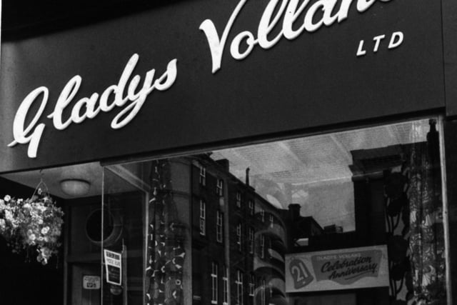 The frontage of the birthday business Gladys Vollans in October 1975.