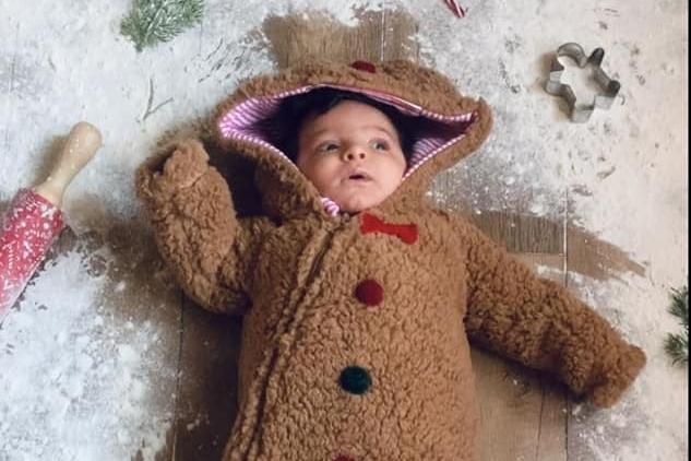 Luciano looks snug in his reindeer onsie. Submitted by Kymberley Holmes.