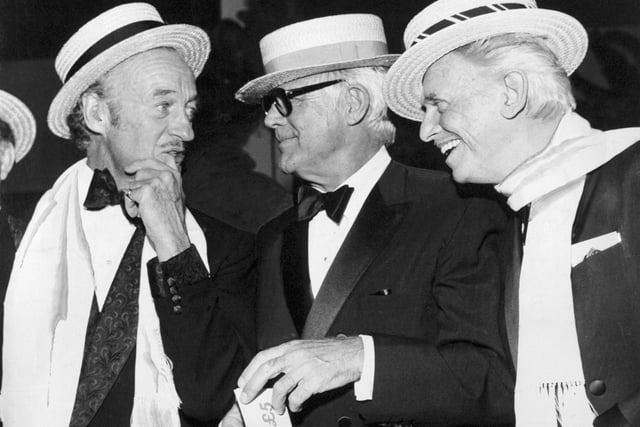 Actors David Niven (left) and Douglas Fairbanks Junior (right) stayed at the Queens Hotel in October 1974 for the Roaring Twenties Ball. Here the silver screen pair are pictured with actor Cary Grant (middle).