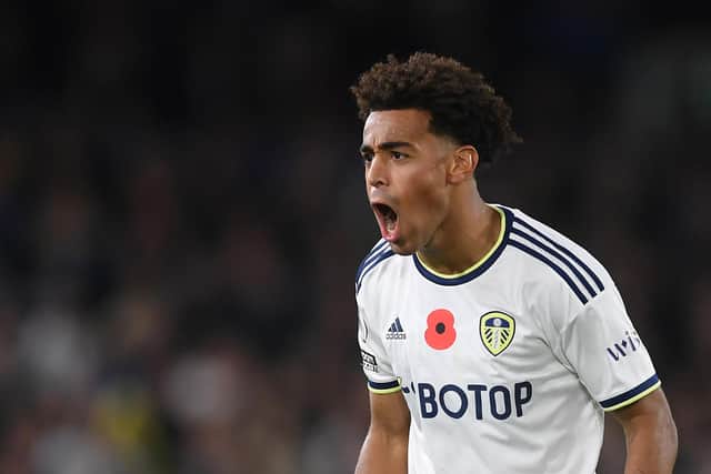 LEEDS, ENGLAND - NOVEMBER 05: Tyler Adams of Leeds United reacts during the Premier League match between Leeds United and AFC Bournemouth at Elland Road on November 05, 2022 in Leeds, England. (Photo by Harriet Lander/Getty Images)