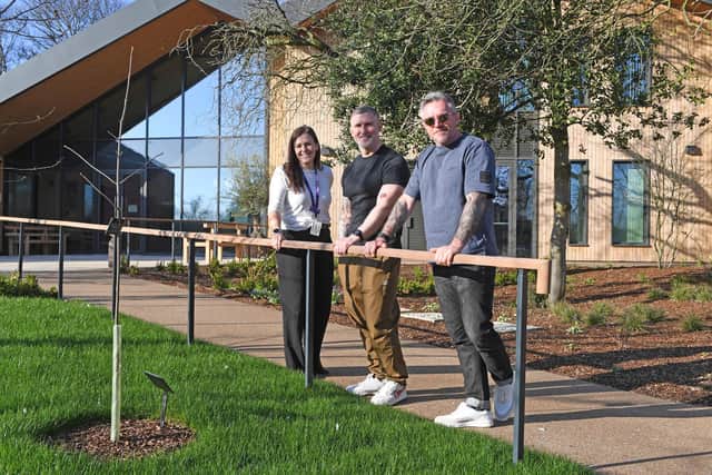Mike Bates and Gareth Timmins, pictured outside the MND centre at Seacroft Hospital, are two of the rowers heading to the Irish Sea. Picture: Gerard Binks.