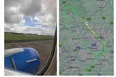 This was the moment a pilot aborted landing at Leeds Bradford Airport amid high winds.  Credit Flight Radar/Charlotte MH
