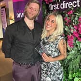 Judge Jono Lancaster with award winner Miranda Ariah