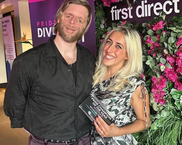 Judge Jono Lancaster with award winner Miranda Ariah