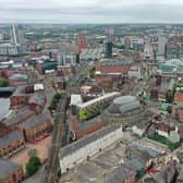 An aerial view of Leeds city centre. PIC: Richard McCarthy/PA Wire