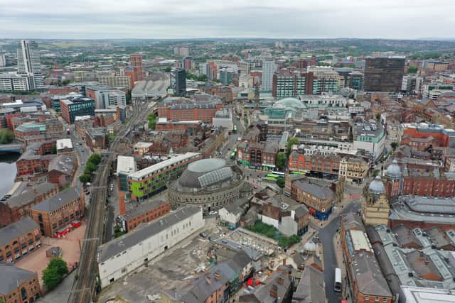 An aerial view of Leeds city centre. PIC: Richard McCarthy/PA Wire