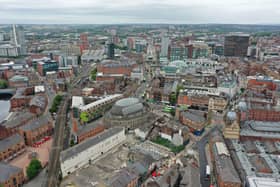 An aerial view of Leeds city centre. PIC: Richard McCarthy/PA Wire