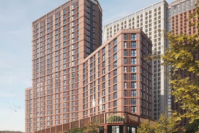 Photo shows a computer generated image of the existing consented development at the Leeds centre site.