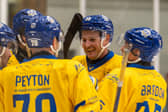 FAST START: Sam Dunn celebrates a Leeds Knights goal in last Saturday's 7-2 win against Telford Tigers. Picture: Alistair How/Knights Media.