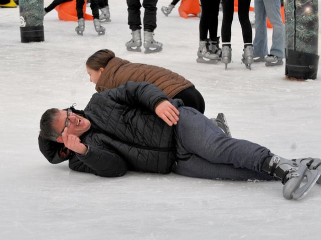 Richard Merry, from Pontefract, takes a tumble but keeps smiling.