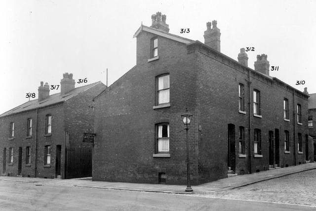 Off York Road in September 1935, Berking Avenue, street on the right is Berking Row. Gateway between the houses on Berking Avenue is number 9, premises of John Treen and Sons, firewood dealers.