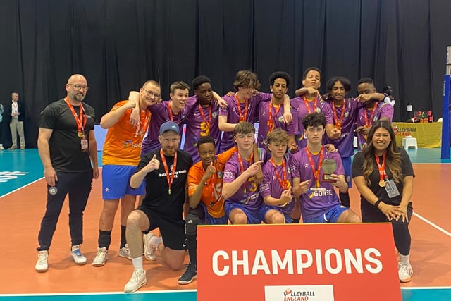 Students and coaches from Leeds Gorse Academies collected their U-15s winners' medals at the national finals in Kettering.