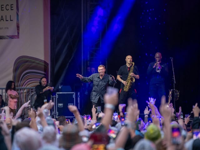 Ali Campbell on stage. Photos by Cuffe and Taylor and The Piece Hall