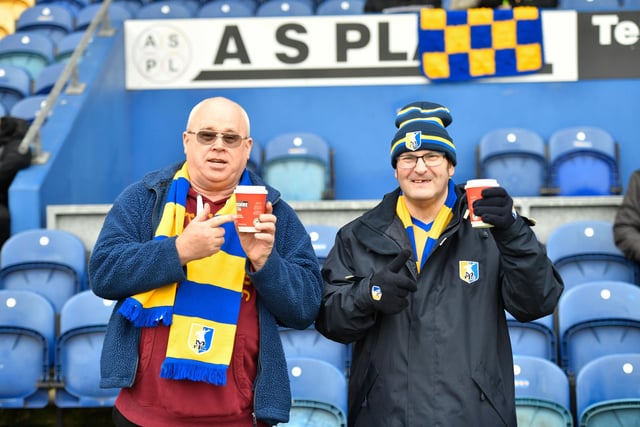 Mansfield Town fans before a game with Tranmere Rovers at One Call Stadium.