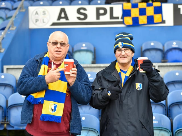 Mansfield Town fans before a game with Tranmere Rovers at One Call Stadium.