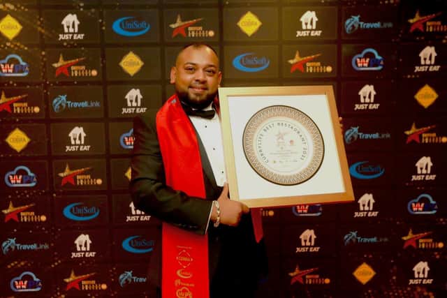 Shakeel pictured after winning the Best Restaurant of the Year 2021 in the Curry Life Awards (Photo: Curry Life Awards)