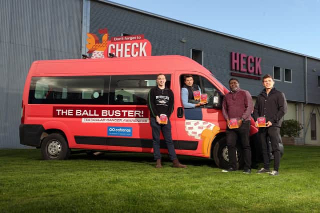 The Ball Bus-ter Tour and bright pink van is coming to Leeds city centre on Thursday 20 November, to encourage men to self-check.