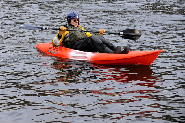 Gareth Huston, 76, of Roundhay, on the canoe.