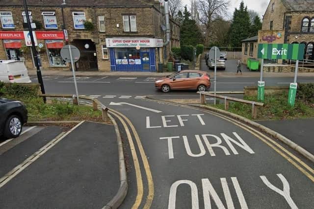 The left turn only signage at Morrisons, Guiseley, which councillors say is frequently ignored by drivers (Photo by Google)