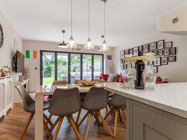 The dining area has beautiful bi-fold doors that open out to the pleasant private garden – a serene spot to relax and unwind in.
