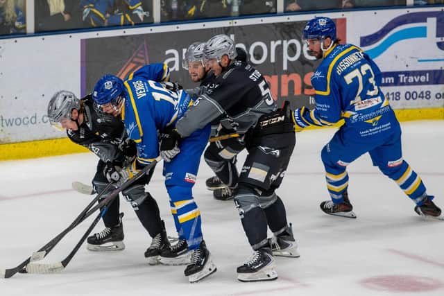 OPENING NIGHT: Leeds Knights and Hull Seahawks produced a typically fiesty derby encounter on Friday night. Picture: Ben Gordon/Knights Media.