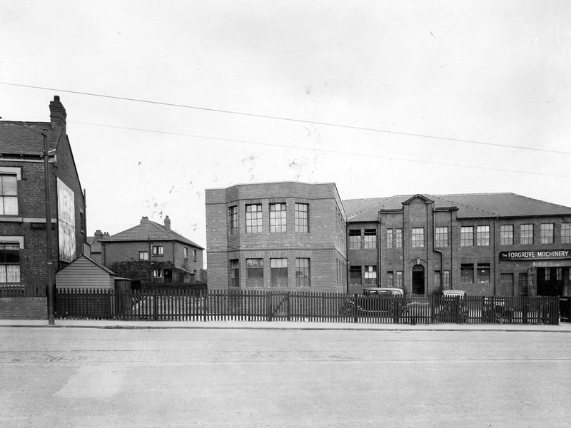 The premises of wrapping machine manufacturers Forgrove Machinery Co Ltd on Dewsbury Road pictured in April 1935.